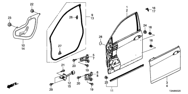 2014 Honda Accord Seal,FR Door LWR Diagram for 72328-T2A-A01