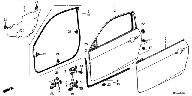 2020 Honda Civic Door Panels Diagram