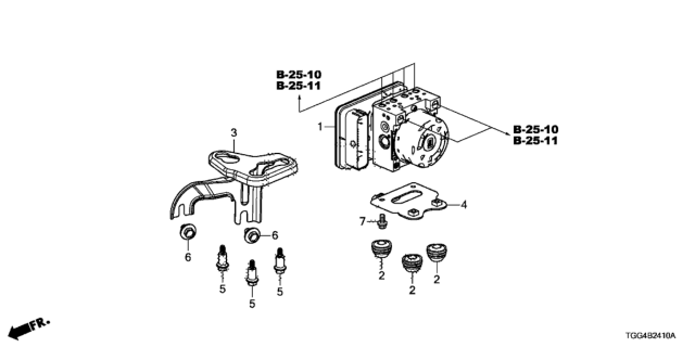 2020 Honda Civic Modulator Assembly-, Vsa Diagram for 57100-TGG-L62