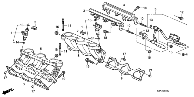 2014 Honda Pilot Pipe, Front Fuel Diagram for 16610-RN0-A01