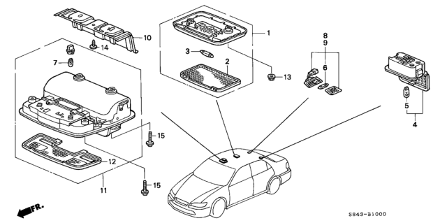 2000 Honda Accord Light Assembly, Trunk Room Diagram for 34260-SW5-003
