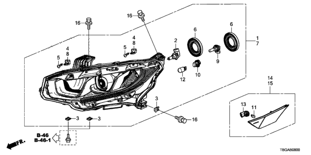 2020 Honda Civic 2 Door EX KL CVT Headlight (Halogen) Diagram