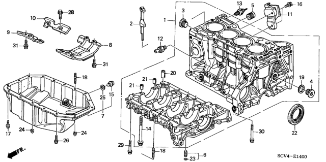 2004 Honda Element Cylinder Block - Oil Pan Diagram