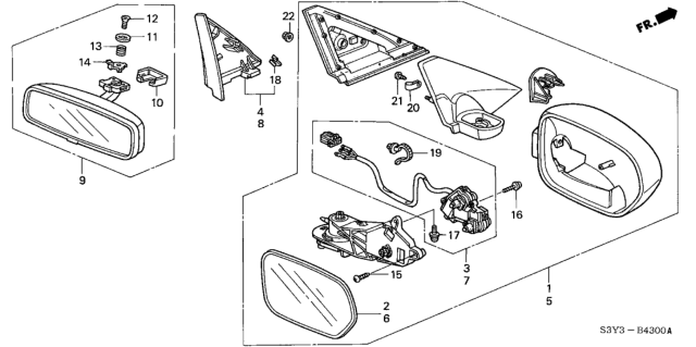 2000 Honda Insight Mirror Assembly, Driver Side Door (Citrus Yellow Metallic) (R.C.) Diagram for 76250-S3Y-A01ZB