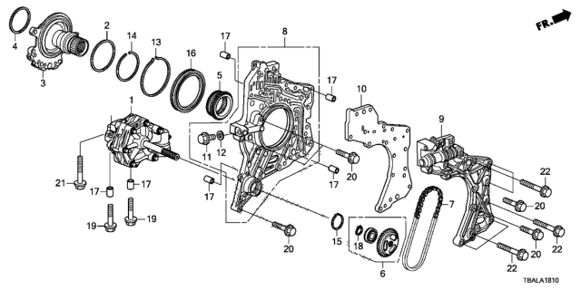 2021 Honda Civic 4 Door LX KL CVT AT Oil Pump - Stator Shaft Diagram