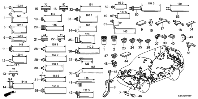 2012 Honda Pilot Clip, Wire Harness (70MM) (Natural) Diagram for 91507-SAA-003