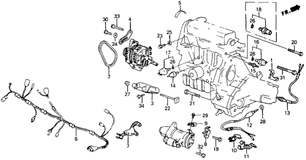 1987 Honda CRX Switch, Neutral Diagram for 35600-PE1-661