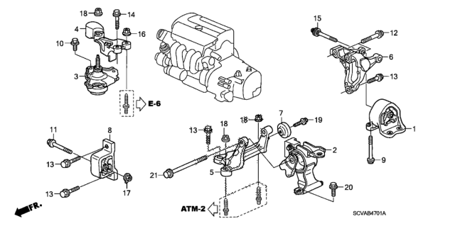 2009 Honda Element Stopper, FR. Engine (AT) Diagram for 50840-SCV-A81