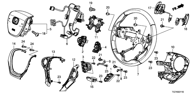 2017 Honda Pilot Body Steering Wh (Deep Black) Diagram for 78501-TG7-A14ZA