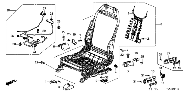 2019 Honda CR-V Front Seat Components (Driver Side) (Power Seat) Diagram
