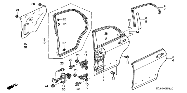 2004 Honda Accord Seal, Handle Hole (Outer) Diagram for 72367-SDA-A00