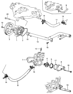 1982 Honda Civic 3 Door ** (1300) KA 4MT Water Pump - Thermostat Diagram