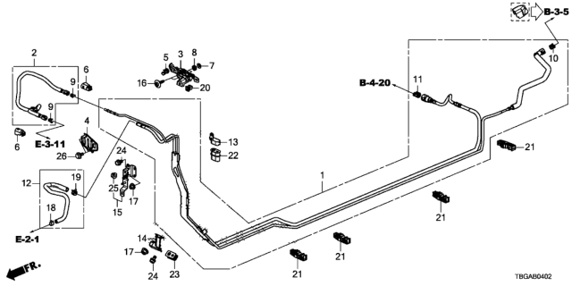 2020 Honda Civic 2 Door LX KL CVT Fuel Pipe (2.0L) Diagram