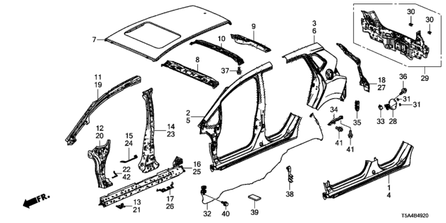 2015 Honda Fit Gutter, L. RR. Pillar Diagram for 63720-T5R-A00ZZ