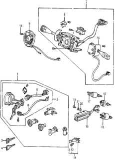 1982 Honda Accord Switch, Steering Diagram for 35130-SA5-003