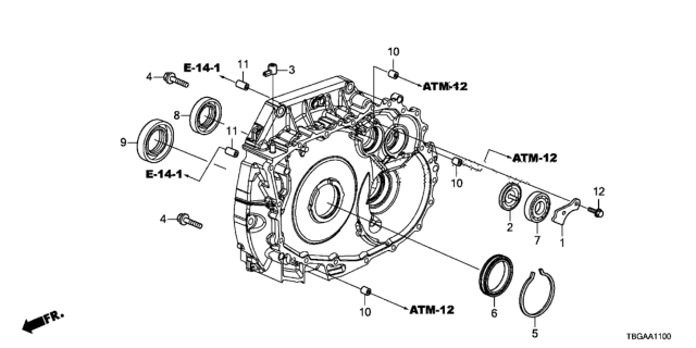 2020 Honda Civic 2 Door LX KL CVT AT Torque Converter Case Components Diagram