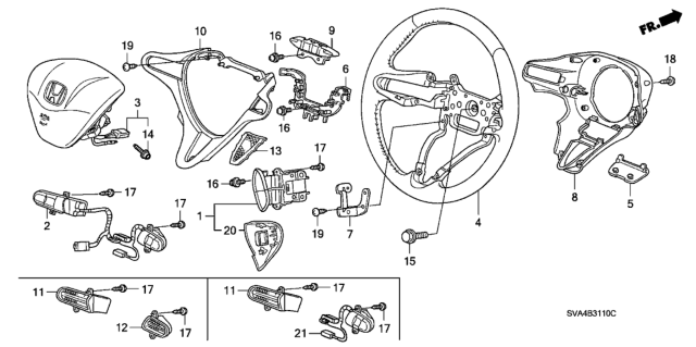2007 Honda Civic Switch Assembly, Automatic Cruise Set Diagram for 36770-SVA-A31
