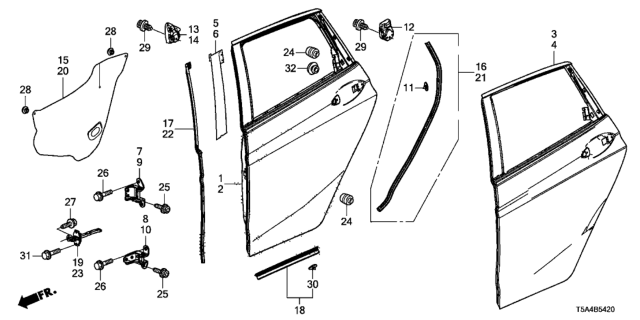 2015 Honda Fit Hinge, Left Rear Door (Upper) Diagram for 67950-SWA-H11ZZ