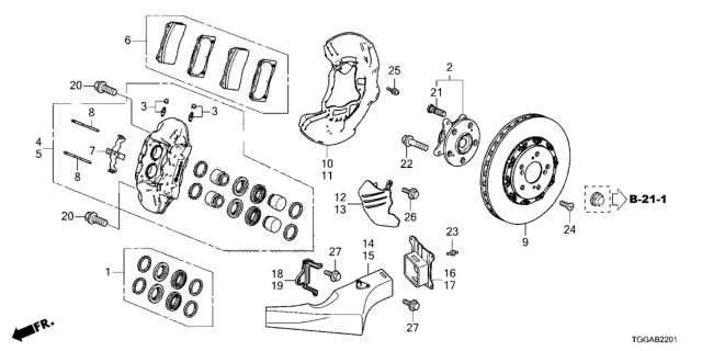 2021 Honda Civic Front Brake Diagram