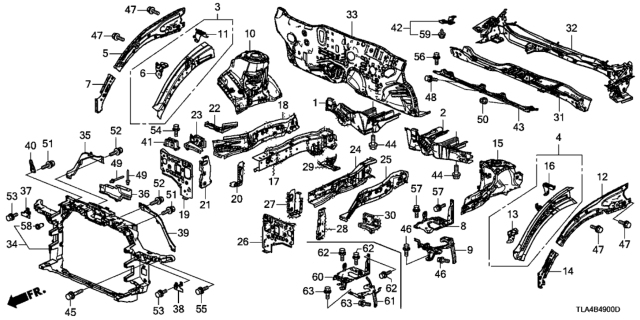 2019 Honda CR-V BRACE, R. FR. BULKHEAD Diagram for 71413-TNY-G01