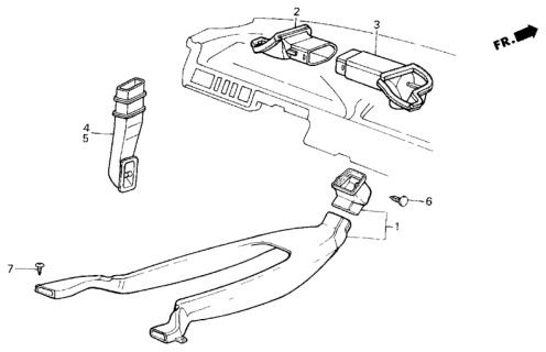 1987 Honda Civic 4 Door GL KA 5MT Heater Duct Diagram