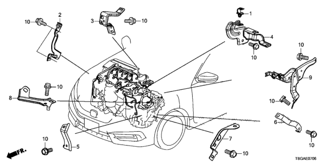 2020 Honda Civic Engine Wire Harness Stay (2.0L) Diagram