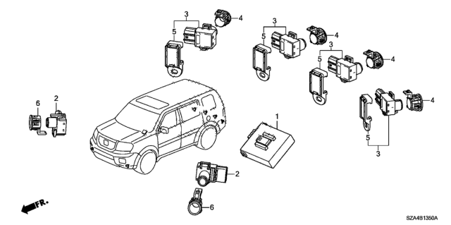 2012 Honda Pilot Sensor Assembly, Parking (Dark Cherry Pearl Ii) Diagram for 39680-TK8-A01YD