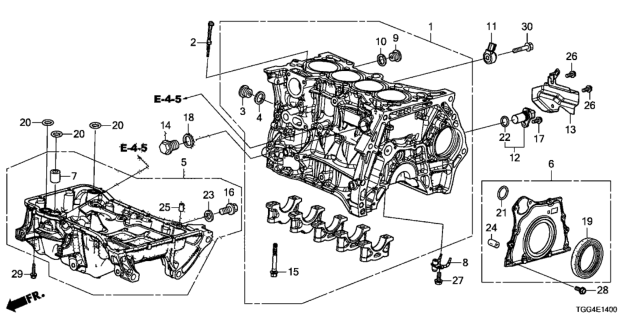 2020 Honda Civic Cylinder Block - Oil Pan Diagram
