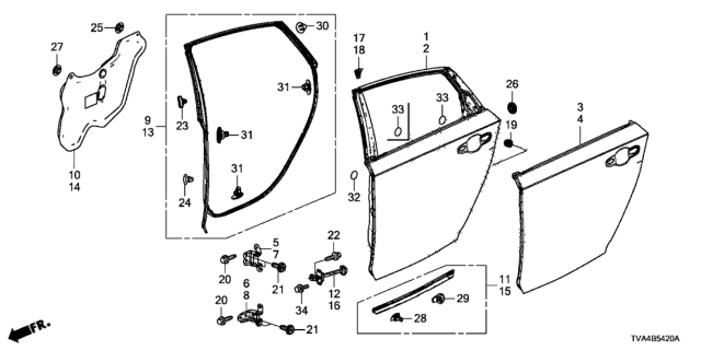 2020 Honda Accord Checker, Left Rear Door Diagram for 72880-TVA-A01