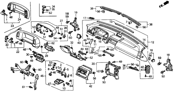 1989 Honda Prelude Cap, Instrument Panel Stay Diagram for 66844-SA7-000