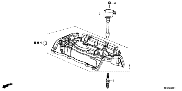 2020 Honda Civic 2 Door LX KA CVT Plug Top Coil - Plug Diagram