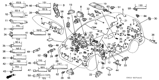 1998 Honda Odyssey Clip, Wire Harness (130MM) (Natural) Diagram for 91571-S10-003