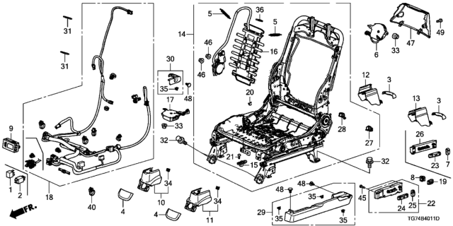2021 Honda Pilot Front Seat Components (Driver Side) (Power Seat) Diagram