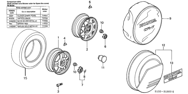 2001 Honda CR-V Disk, Aluminum Wheel (15X6J) (Asahi Tec) Diagram for 42700-S10-A03