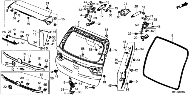 2021 Honda Odyssey Garnish Assembly, Tailgate Spoiler (Platinum White Pearl) Diagram for 74950-THR-A12ZJ