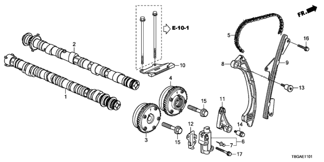 2020 Honda Civic 2 Door LX KL CVT Camshaft - Cam Chain (2.0L) Diagram