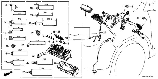 2017 Honda Pilot Wire Harness, L. Cabin Diagram for 32120-TG8-A61