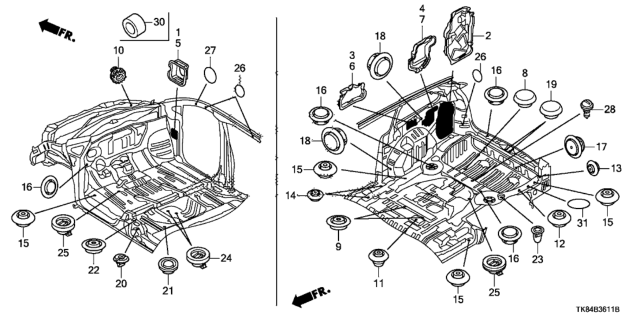 2013 Honda Odyssey Plug, Floor Hole (25MM) Diagram for 91611-TA0-003
