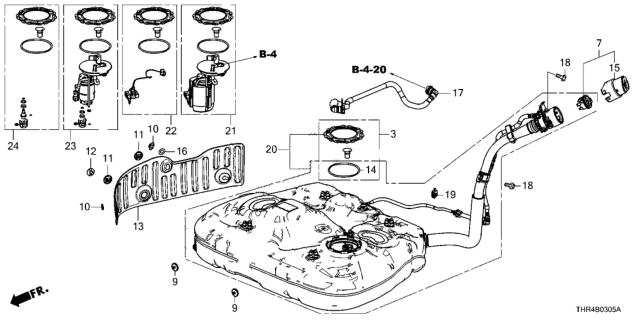 2022 Honda Odyssey Shutter Set, Fuel (Capless) Diagram for 17060-TBA-L02