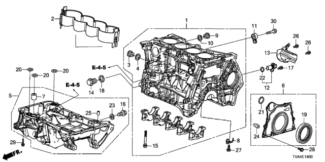 2019 Honda Accord Cylinder Block - Oil Pan Diagram