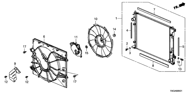 2020 Honda Civic 2 Door LX KA CVT Radiator (Toyo) Diagram