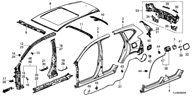 2019 Honda CR-V Outer Panel - Roof Panel Diagram