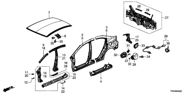 2015 Honda Civic Lid, Fuel Filler Diagram for 63910-TR0-A00ZZ