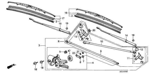 1988 Honda Accord Arm, Windshield Wiper (Passenger Side) Diagram for 76610-SE0-A01