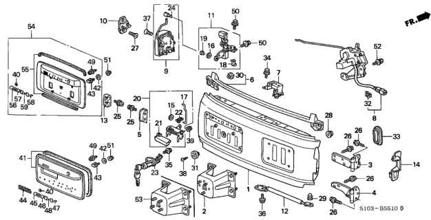 2000 Honda CR-V Cylinder, Trunk Diagram for 74861-S10-013