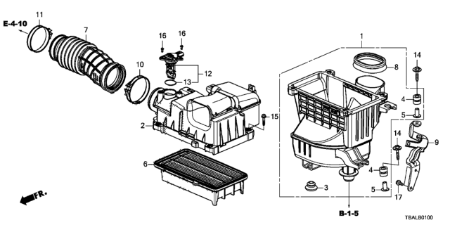 2020 Honda Civic 4 Door SI KA 6MT Air Cleaner Diagram