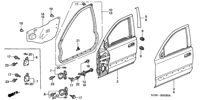 1997 Honda CR-V Skin, L. FR. Door Diagram for 67151-S10-300ZZ