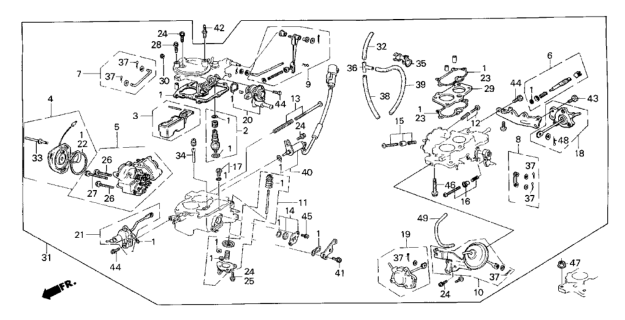1986 Honda CRX Carburetor Assembly (Ea10C) Diagram for 16100-PE1-738