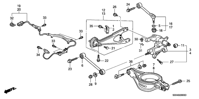 1999 Honda Odyssey Knuckle, Right Rear Diagram for 52210-S0X-A01