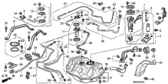 2002 Honda Accord Clip, Fuel Tube Diagram for 91592-S84-A01